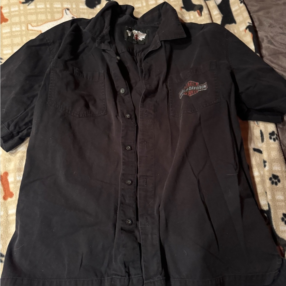 Harley Davidson Mechanic style button t-shirt XL